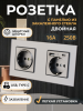 Розетка двойная со стеклянной панелью, серая, USB Type-C, 16А, 110-240В, 172*86