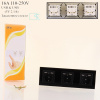 Розетка 3 со стеклянной панелью, черная, USB, 16А, 110-240В 258*86 "BEEZMOTO"