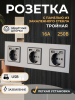 Розетка 3 со стеклянной панелью, серая, USB, 16А, 110-240В 258*86 "BEEZMOTO"